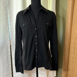 Lafayette 148 New York Black Button Down Shirt